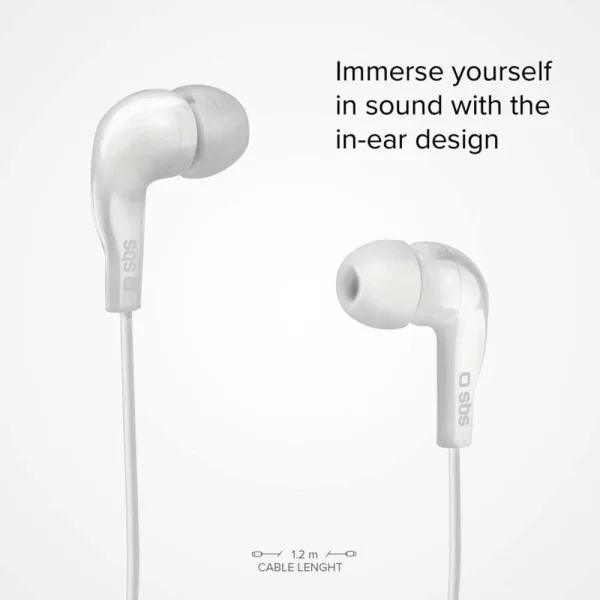Слушалки с микрофон SBS MIX 10, Jack 3.5mm, Бял 3