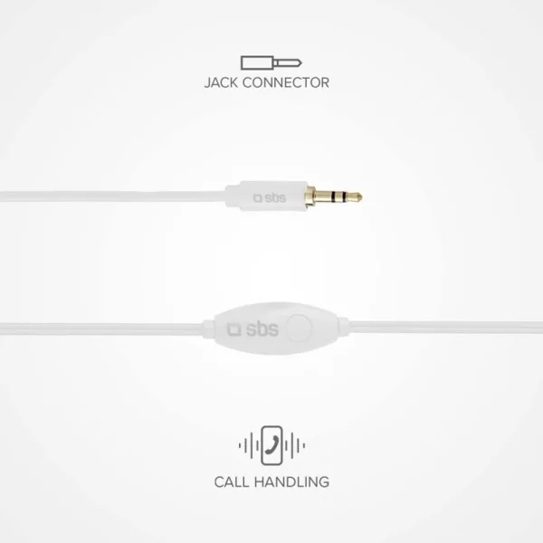Слушалки с микрофон SBS MIX 10, Jack 3.5mm, Бял 2