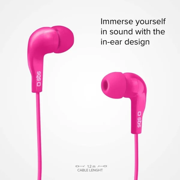 Слушалки с микрофон SBS MIX 10, Jack 3.5mm, Розов 3