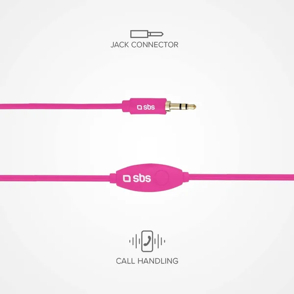 Слушалки с микрофон SBS MIX 10, Jack 3.5mm, Розов 2