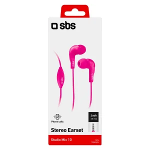 Слушалки с микрофон SBS MIX 10, Jack 3.5mm, Розов 5