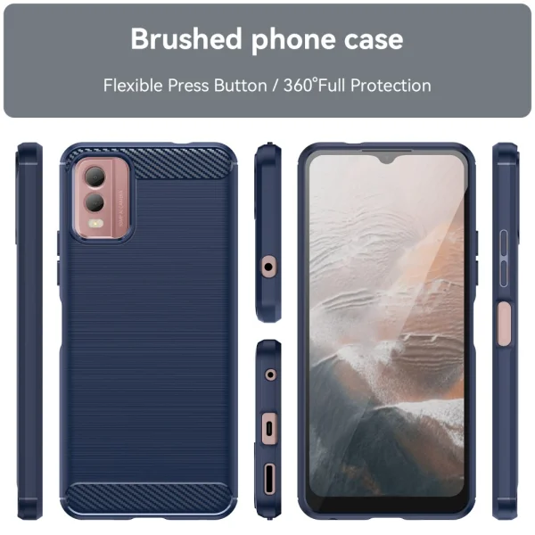 Силиконов калъф Carbon Fibre Brushed за Nokia C32, Син 5