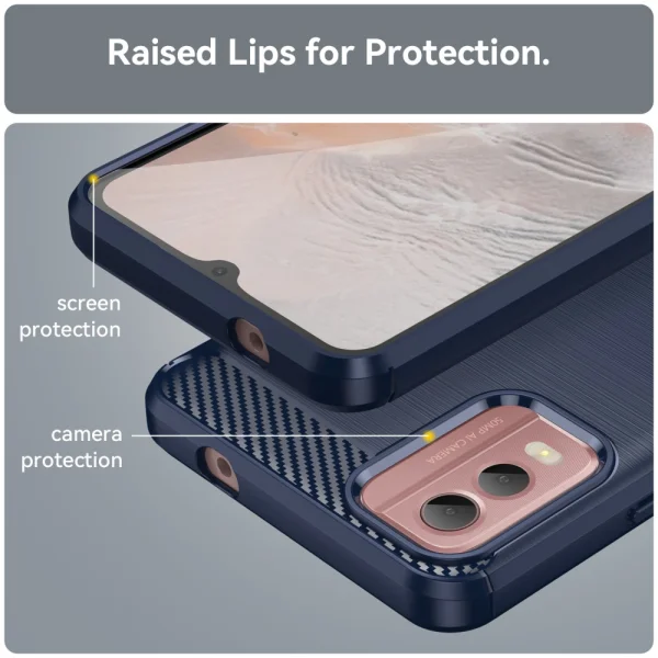 Силиконов калъф Carbon Fibre Brushed за Nokia C32, Син 4