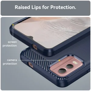Силиконов калъф Carbon Fibre Brushed за Nokia C32, Син 4