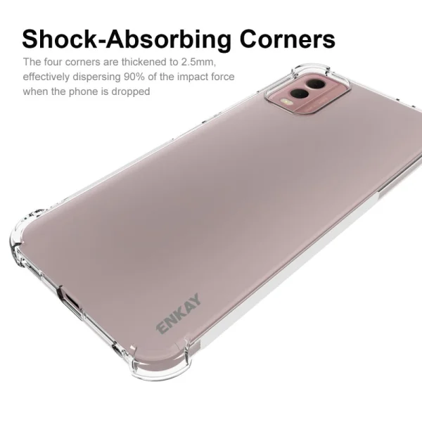 Силиконов калъф ENKAY Anti-Drop за Nokia C32, Прозрачен 3
