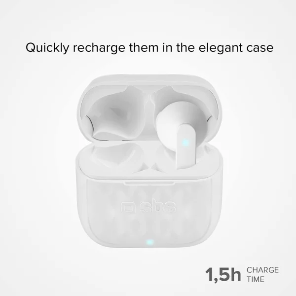 Слушалки с микрофон SBS AIR FREE, BLUETOOTH TWS, Бял 2
