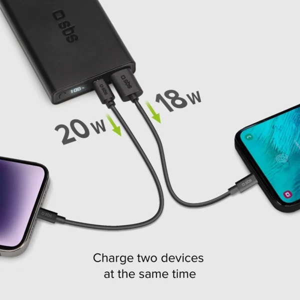 Универсална външна батерия SBS POWER BANK 10 000mAh,1x USB-C ,1xUSB-A, PD 20W, LCD, Черен 3