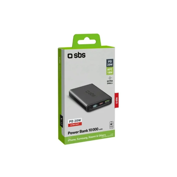 Универсална външна батерия SBS POWER BANK 10 000mAh,1x USB-C ,1xUSB-A, PD 20W, LCD, Черен 5