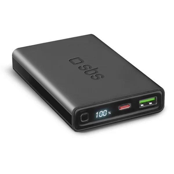 Универсална външна батерия SBS POWER BANK 10 000mAh,1x USB-C ,1xUSB-A, PD 20W, LCD, Черен 1