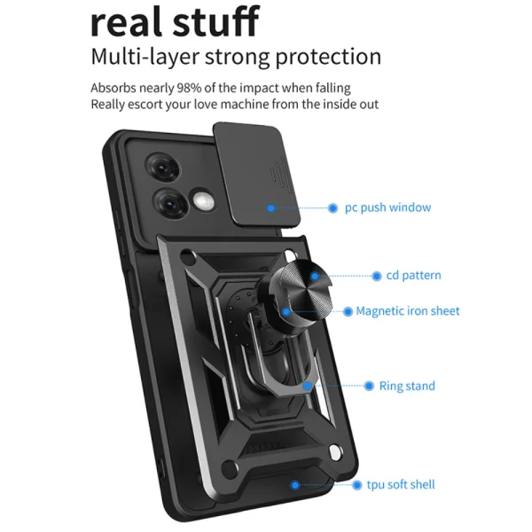 Удароустойчив калъф Slide Camera за Motorola Moto G84 5G, Черен 2