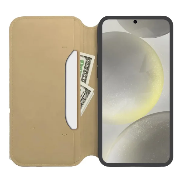 Калъф тефтер Dual Pocket за Samsung Galaxy S24, Златист 2