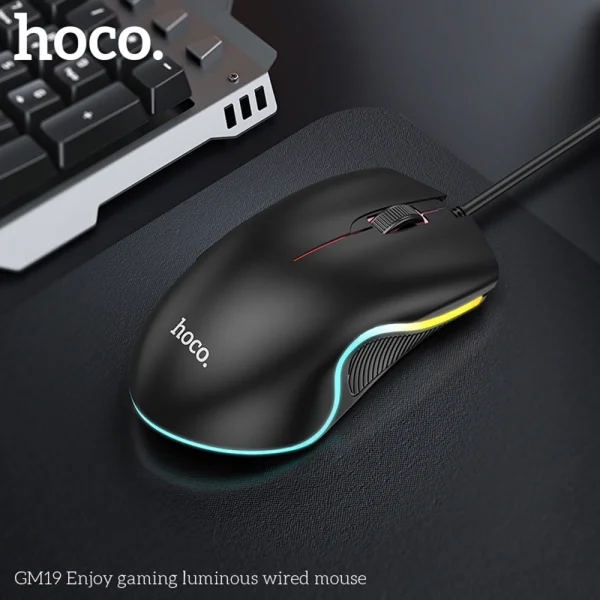 Computer Mouse HOCO GM19, USB, DPI 1000, RGB Lights, Black 4