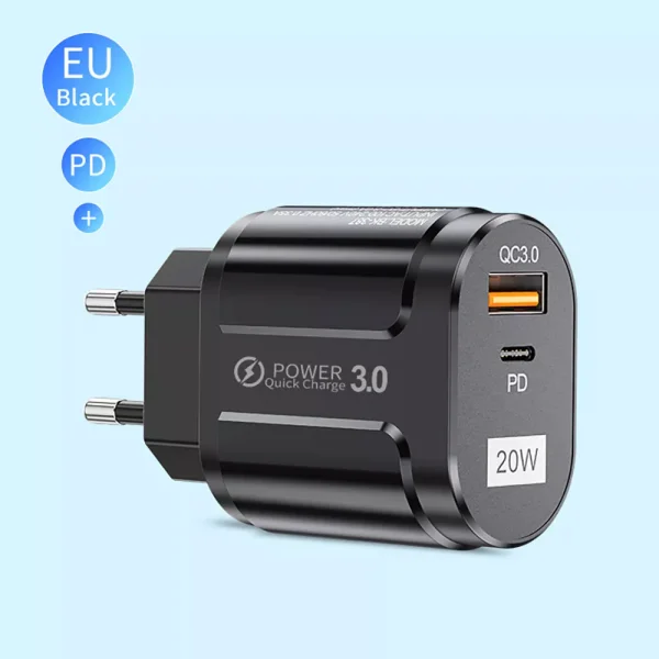 Зарядно 220V Techsuit CHPD038, 20W, QC 3.0, USB-A, USB-C, Черен 4