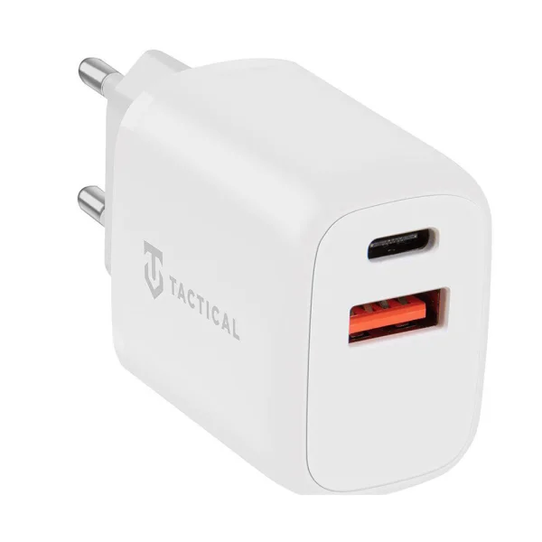 Зарядно 220v Tactical Base Plug Dual 20W USB-A / USB-C White 2
