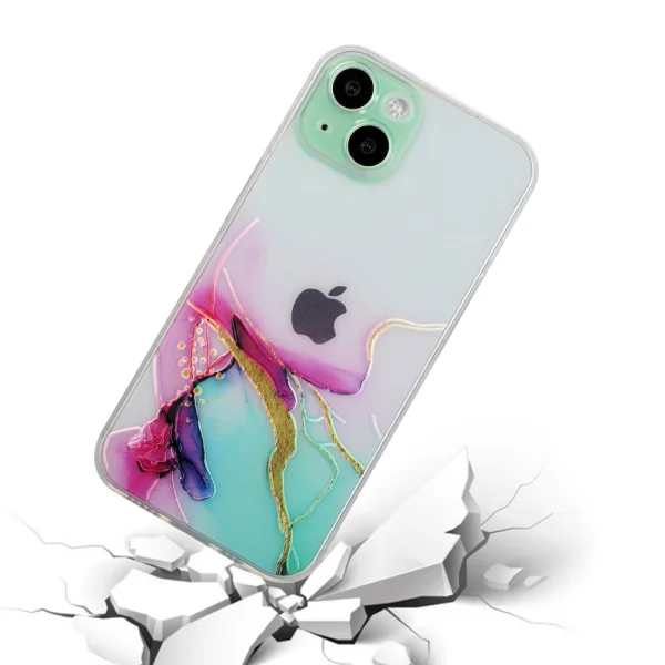 Силиконов калъф Marble за iPhone 15 Plus, Зелен 2
