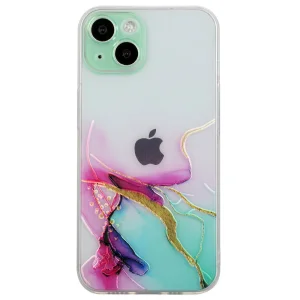 Силиконов калъф Marble за iPhone 15 Plus, Зелен