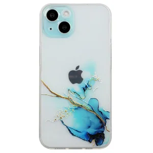 Силиконов калъф Marble за iPhone 15 Plus, Син