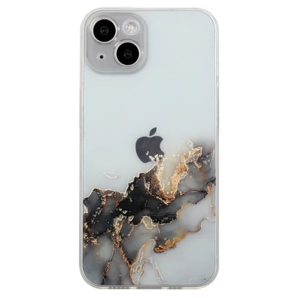 Силиконов калъф Marble за iPhone 15 Plus, Черен 1
