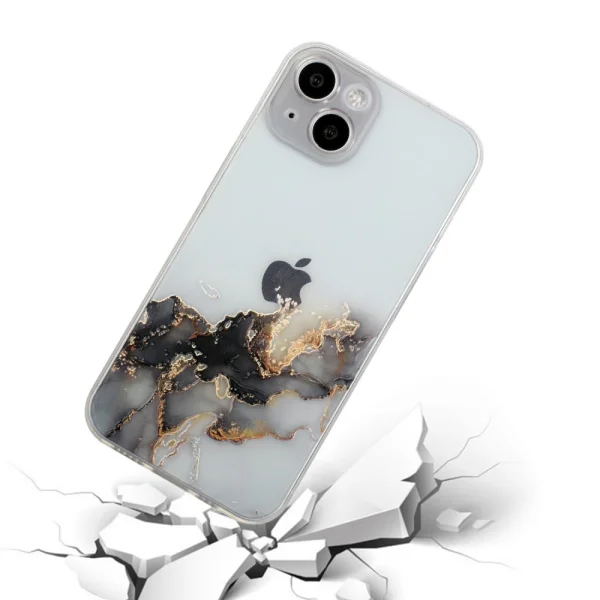 Силиконов калъф Marble за iPhone 15 Plus, Черен 2