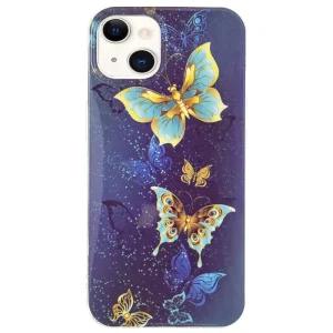 Силиконов калъф Noctilucent за iPhone 15 Plus, Светеща цветна пеперуда