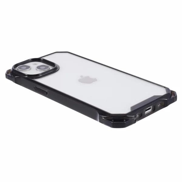 Удароустойчив калъф Acrylic за iPhone 15 Plus, Черен-прозрачен 5