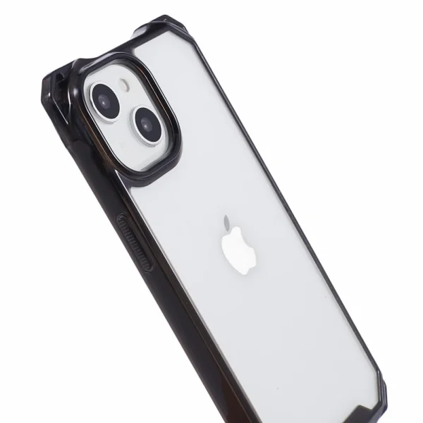 Удароустойчив калъф Acrylic за iPhone 15 Plus, Черен-прозрачен 6