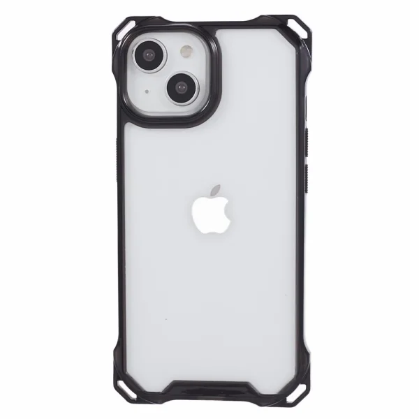 Удароустойчив калъф Acrylic за iPhone 15 Plus, Черен-прозрачен 3