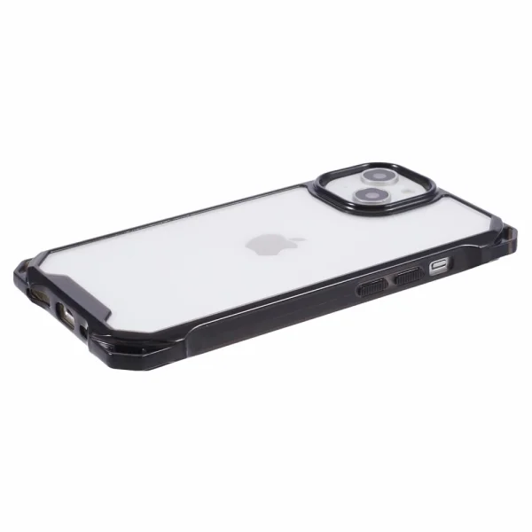 Удароустойчив калъф Acrylic за iPhone 15 Plus, Черен-прозрачен 4