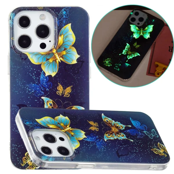 Silicone case Noctilucent for iPhone 15 Pro Max, Glowing color butterfly 2