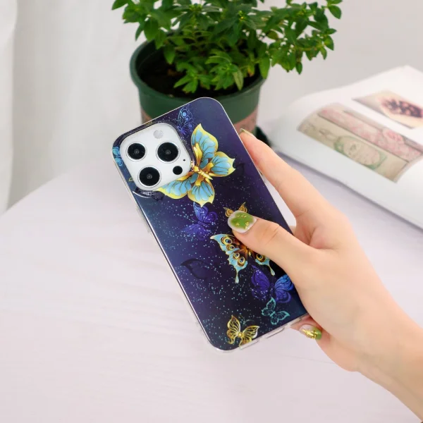 Silicone case Noctilucent for iPhone 15 Pro Max, Glowing color butterfly 5