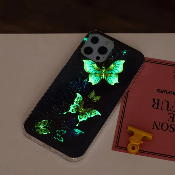 Silicone case Noctilucent for iPhone 15 Pro Max, Glowing color butterfly 4