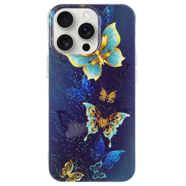 Silicone case Noctilucent for iPhone 15 Pro Max, Glowing color butterfly 1