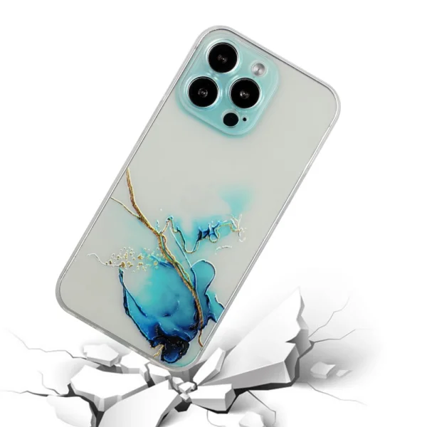 Silicone Case Marble for iPhone 15 Pro Max, Blue 2