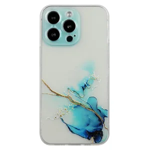 Силиконов калъф Marble за iPhone 15 Pro Max, Син
