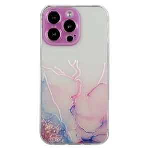 Силиконов калъф Marble за iPhone 15 Pro Max, Розов