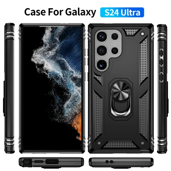 Shockproof case Hybrid Cover for Samsung Galaxy S24 Ultra, Black 4