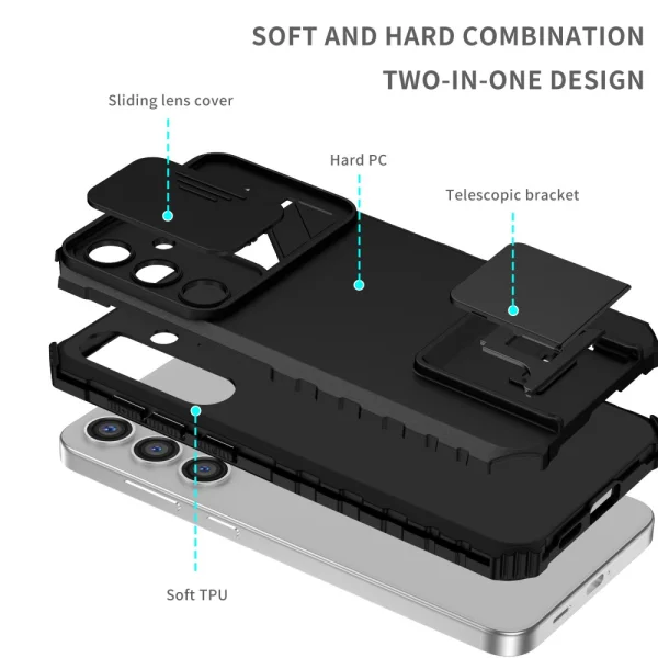 Anti-drop Slide Shockproof Case for Samsung Galaxy S24, Black 4