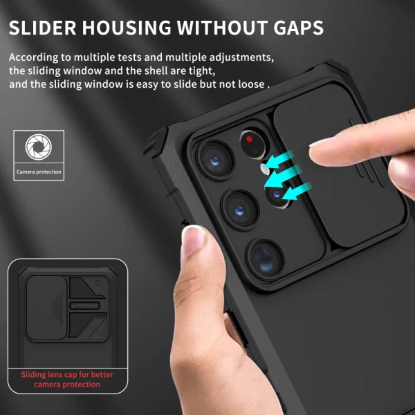 Shockproof case Anti-drop Slide for Samsung Galaxy S24 Ultra, Black 6