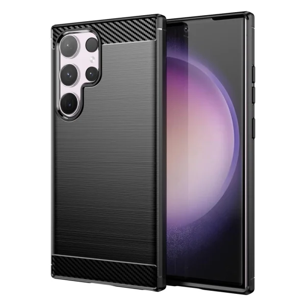 Силиконов Калъф Carbon Fibre Brushed за Samsung Galaxy S24 Ultra, Черен 1