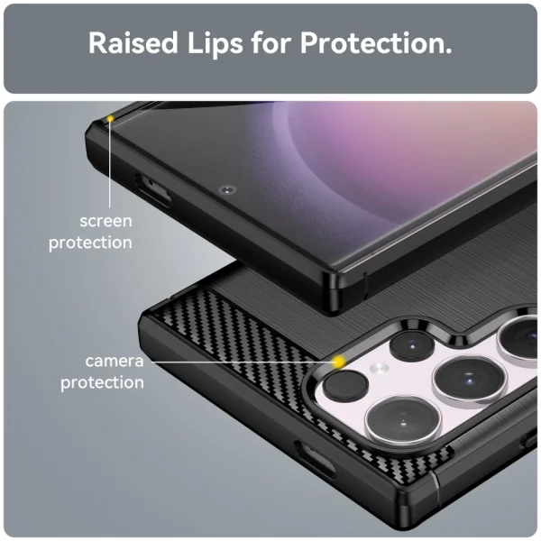 Силиконов Калъф Carbon Fibre Brushed за Samsung Galaxy S24 Ultra, Черен 5