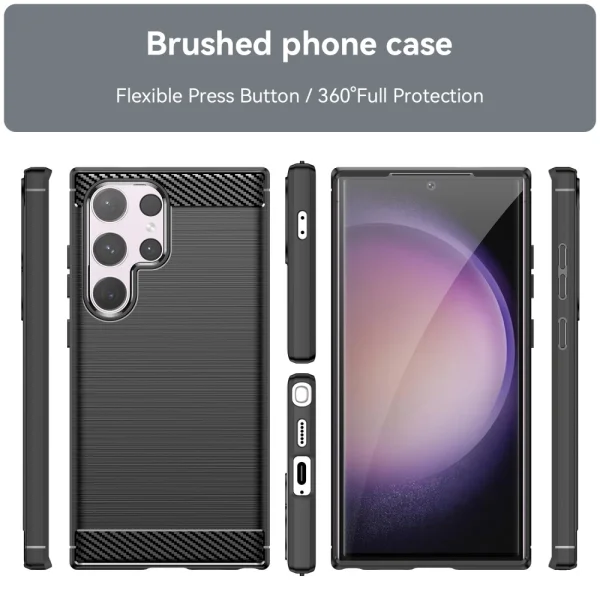 Силиконов Калъф Carbon Fibre Brushed за Samsung Galaxy S24 Ultra, Черен 3