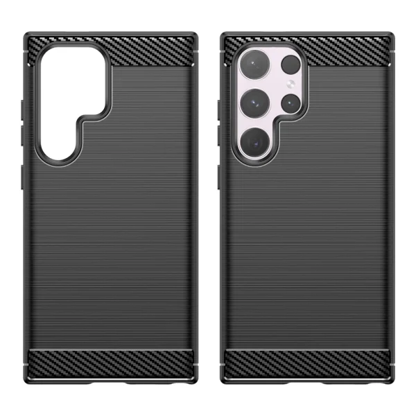 Силиконов Калъф Carbon Fibre Brushed за Samsung Galaxy S24 Ultra, Черен 2