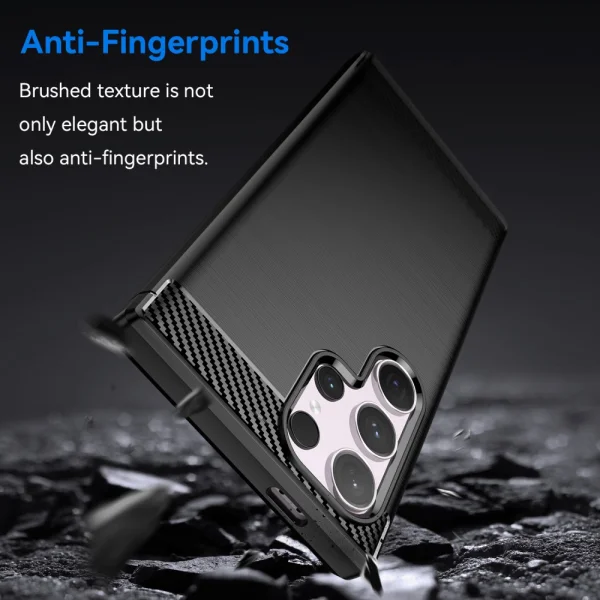 Силиконов Калъф Carbon Fibre Brushed за Samsung Galaxy S24 Ultra, Черен 4