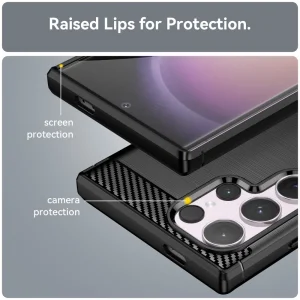 Силиконов Калъф Carbon Fibre Brushed за Samsung Galaxy S24 Ultra, Черен 5