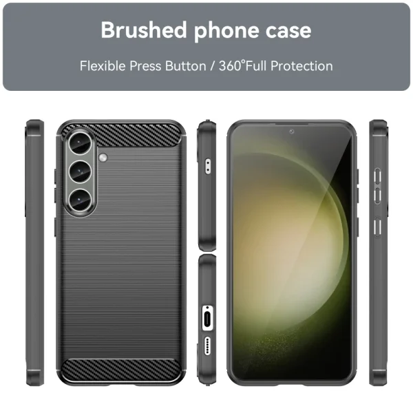 Силиконов Калъф Carbon Fibre Brushed за Samsung Galaxy S24 Plus, Черен 3