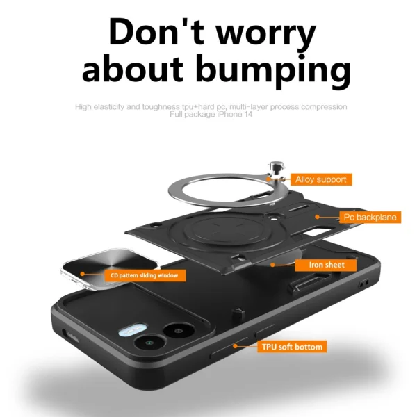 Удароустойчив калъф Rotating Kickstand за Xiaomi Redmi A1 / A2, Черен 3