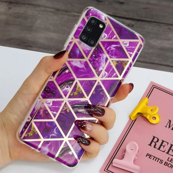 Силиконов Гръб Marble Skin за Samsung Galaxy A31, Розов 3