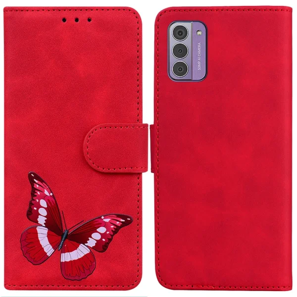 Wallet Butterfly flip case for Nokia G42, Red 1