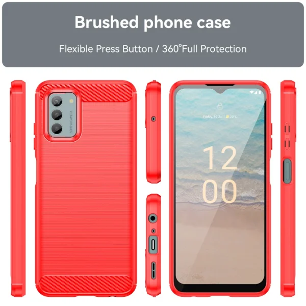 Силиконов Калъф Carbon Fibre Brushed за Nokia G42, Червен 3