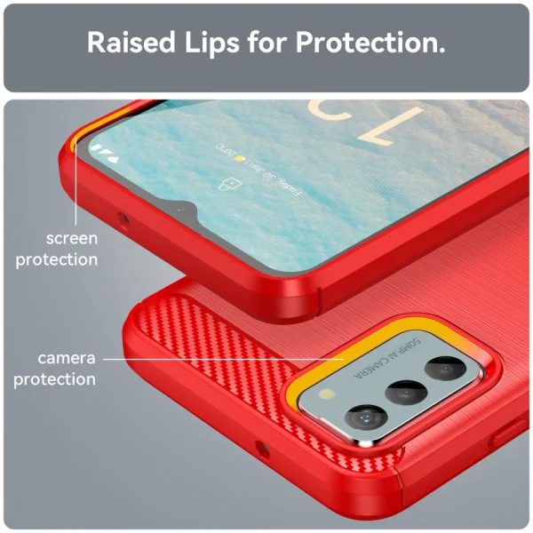Силиконов Калъф Carbon Fibre Brushed за Nokia G42, Червен 6